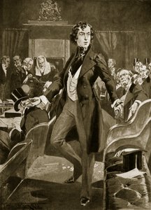 Primer discurso de Disraeli en los Comunes, ilustración de "Hutchinson