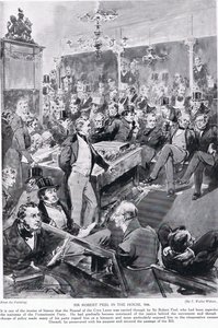 Sir Robert Peel en la casa, 1846, ilustración de 
