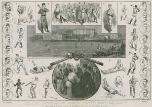 Los jugadores de béisbol americanos en Kennington Oval - visita del Príncipe de Gales (grabado) de Thomas Walter Wilson