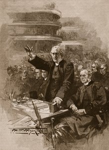 El Arzobispo de Canterbury en la demostración en el Royal Albert Hall, 1893, ilustración de 