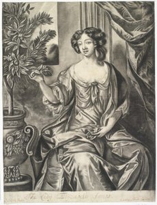 Dama con maceta de flores; La Dama Elisabeth Jones después de Sir Peter Lely de Thomas Watson