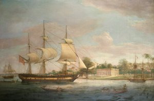 Un barco de campo en el Hoogly cerca de Calcuta de Thomas Whitcombe