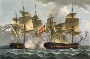 Captura de la Mahonesa, 13 de octubre de 1796, grabado por Thomas Sutherland para 