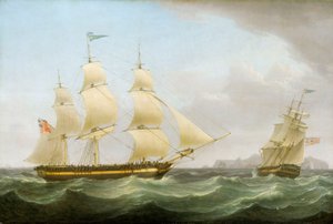El barco Phoenix, finales del siglo XVIII - principios del XIX (óleo sobre lienzo) de Thomas Whitcombe