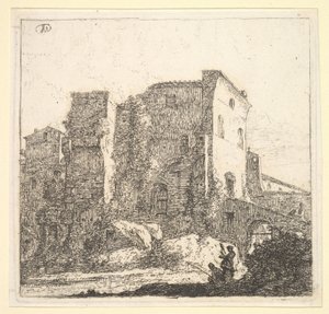 Una mujer hilando y un pescador, siglo XVII de Thomas Wijck