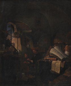 Un alquimista en su laboratorio de Thomas Wijck