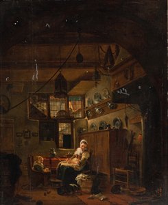 Interior de una cabaña de granja holandesa de Thomas Wijck