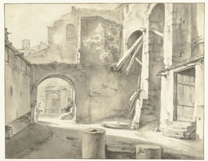 Edificios italianos con una puerta a la izquierda de Thomas Wijck
