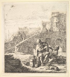 Lazarillo robando uvas del pobre mendigo ciego, siglo XVII
