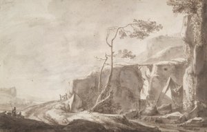 Paisaje rocoso con un arroyo de Thomas Wijck
