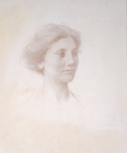 Cabeza de una niña, c.1909 de Thomas Wilmer Dewing