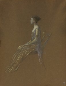 Dama Sentada en un Vestido Amarillo de Thomas Wilmer Dewing