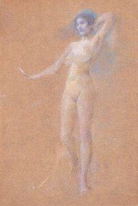 Figura de niña desnuda de pie de Thomas Wilmer Dewing