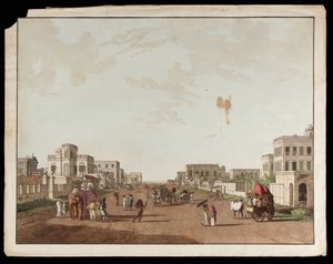 Old Court House Street mirando al sur desde las Vistas de Calcuta de Thomas und William Daniell