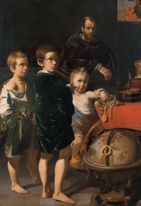 Retrato de tres niños y un hombre de Thomas de Keyser