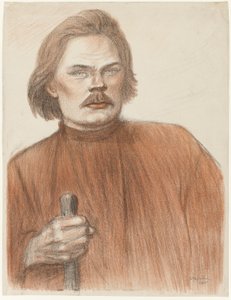 Retrato frontal de cintura para arriba de Maxime Gorki de Théophile Alexandre Pierre Steinlen