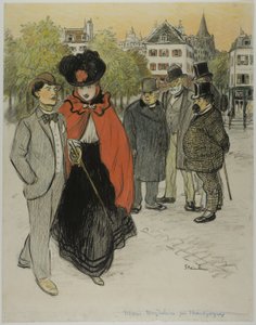 Caballero observando a una pareja que pasea de Théophile Alexandre Pierre Steinlen
