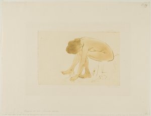 Mujer sentada limpiándose los pies de Théophile Alexandre Pierre Steinlen