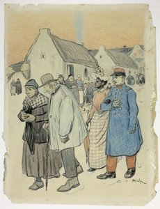 Escena callejera con dos parejas de Théophile Alexandre Pierre Steinlen