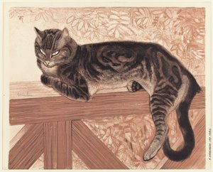 Verano: Gato en la balaustrada de Théophile Alexandre Pierre Steinlen