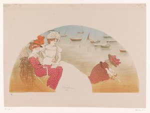 Dos mujeres y un niño junto al mar
Sur la plage / Chemin de fer de l