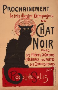 Próximamente la muy ilustre Compañía del Gato Negro con Rodolphe Salis (2ª versión). Francia, 1896, Imp. Charles Verneau, París de Théophile Alexandre Steinlen