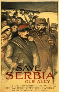 Salva a Serbia nuestra Aliada, Envía contribuciones al Comité de Ayuda Serbia de América, pub. Francia, 1916