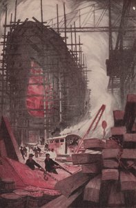 Construir un acorazado (litografía en color) de Thornton Oakley