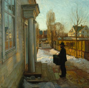 Sin título (Organ Grinder) 1906 (óleo sobre lienzo) de Thorolf Holmboe