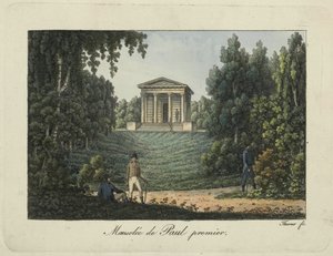 El Templo de Pablo I o el Mausoleo de Pablo I en el Parque de Pavlovsk, 1810s