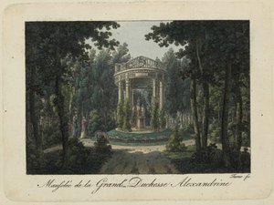 El monumento a la Gran Duquesa Alexandra Pavlovna en Pavlovsk, años 1810