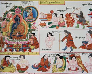 Manuscrito sobre medicina tibetana (detalle)