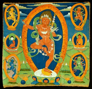 Pintura Thangka que representa a la Dakini Vajravarahi (Do rje pag mo) tibetana, siglo XIX de Tibetan School