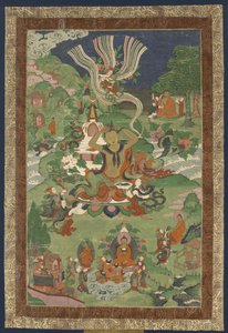 Thangka con escenas de la vida del Buda, segunda mitad del siglo XIX de Tibetan culture.