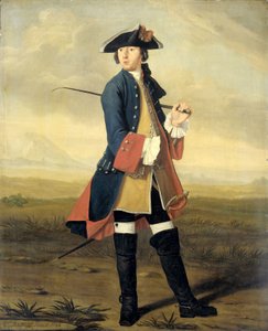 Retrato de Ludolf Backhuysen II, pintor, con el uniforme de los dragones de Tibout Regters