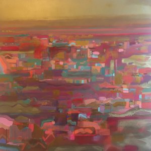 Oro Cielo Naranja Rayas Horizonte de Tiffany Lynch