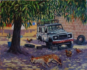 Let Sleeping Dogs Lie 2021 (óleo sobre lienzo) de Tilly Willis