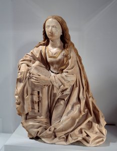 La virgen de la anunciación. Escultura de mármol con altos policromados. París, Museo del Louvre