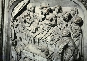 Tumba de Enrique II 973-1024 y su esposa Kunigunda (detalle de la Muerte del Emperador) de Tilman Riemenschneider