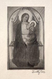 Viejos Maestros Italianos: Madonna entronizada con niño sosteniendo un pájaro, 1885