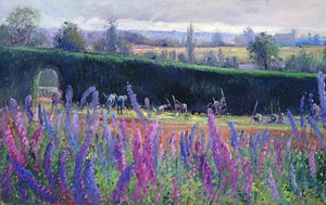 Desherbando contra el seto de Timothy Easton