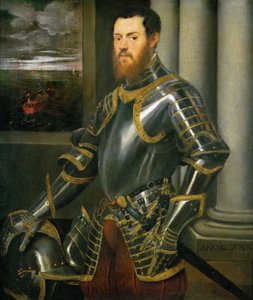 Retrato de un hombre con armadura dorada