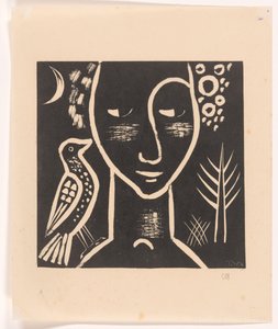 Cabeza de mujer con paloma de Tinus van Doorn (signed by artist)