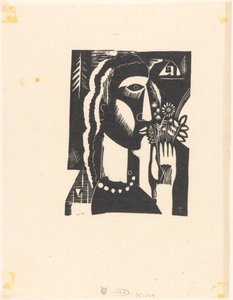 Mujer con flores en la mano de Tinus van Doorn