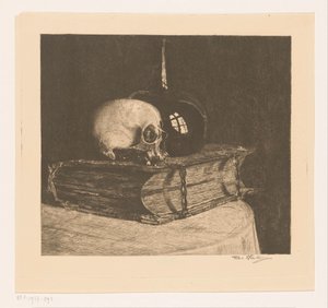 Bodegón con calavera y biblia de Titia Heukers (signed by artist)