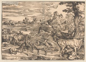 paisaje con lechera de Titiaan