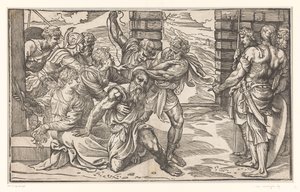 Sansón pelea con soldados filisteos de Titiaan