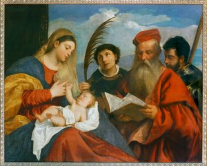 La Virgen y el Niño con San Esteban, San Jerónimo ...