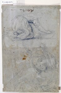 Estudios de la Virgen (carboncillo sobre papel) de Titian (c.1488 1576)