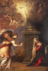 La Anunciación, de la Iglesia de San Domenico Maggiore en Nápoles de Titian (c.1488 1576)